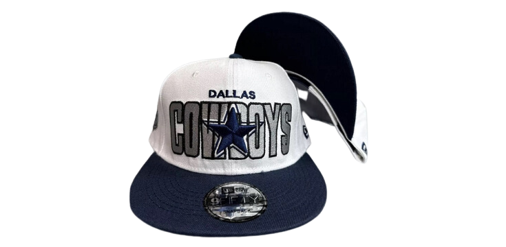 Dallas Cowboys Hat Cap Snapback White New Era Big Letters Throwback Blue Silver